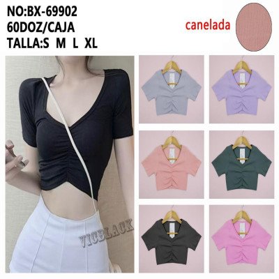 Crop top canelada